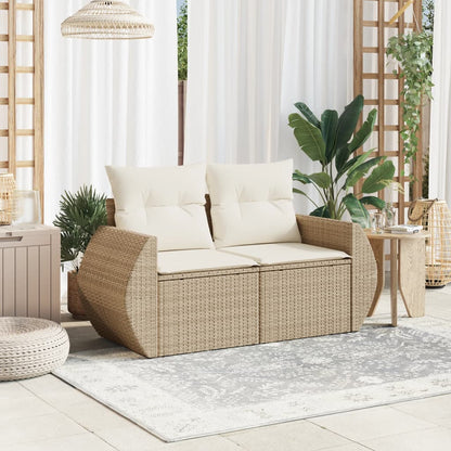 Divano da Giardino con Cuscini a 2 Posti Beige in Polyrattan | homemem39