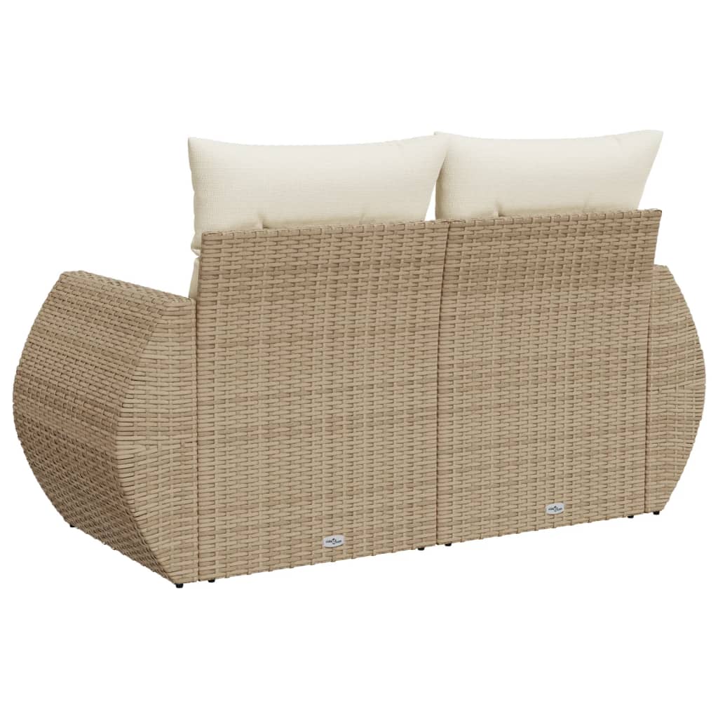 Divano da Giardino con Cuscini a 2 Posti Beige in Polyrattan | homemem39