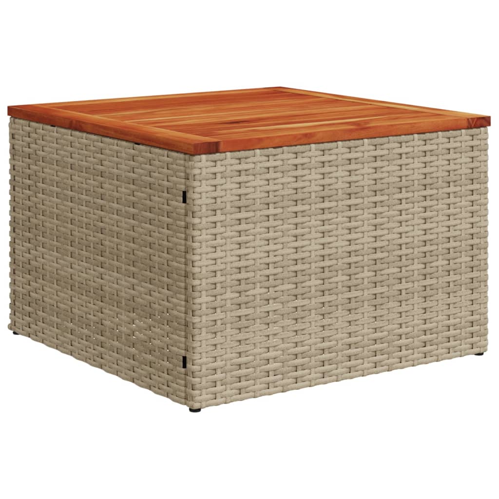 Tavolo da Giardino Beige 55x55x37 cm Polyrattan e Legno Acacia