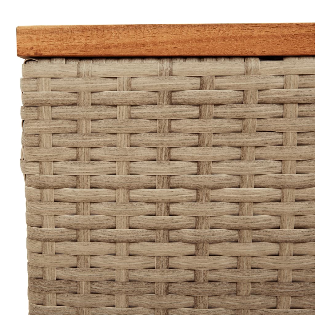 Tavolo da Giardino Beige 55x55x37 cm Polyrattan e Legno Acacia