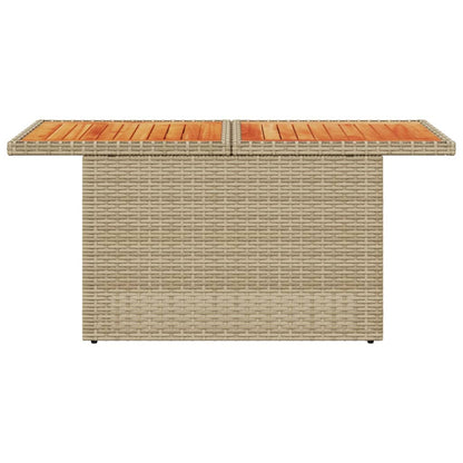 Tavolo da Giardino Beige 100x55x73 cm Polyrattan e Legno Acacia