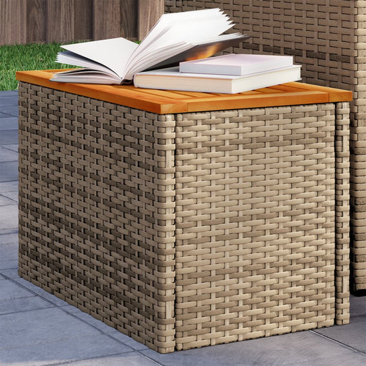 Tavolini Giardino 2pz Beige 55x34x37 Polyrattan Legno Massello - homemem39
