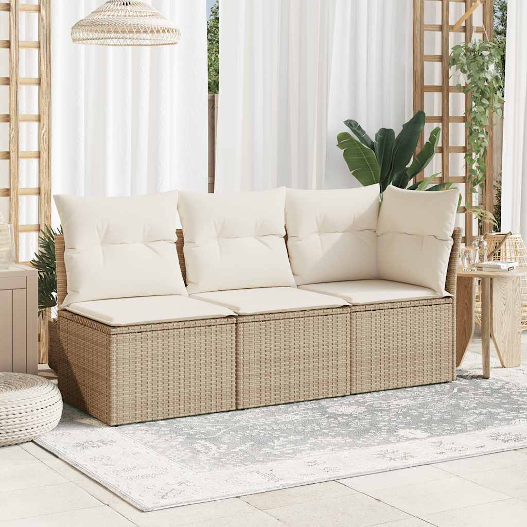 Sedia Giardino Senza Braccioli con Cuscini Beige in Polyrattan | homemem39
