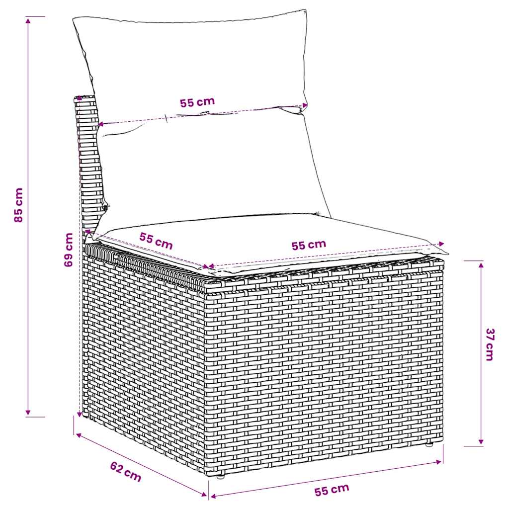Sedia Giardino Senza Braccioli con Cuscini Beige in Polyrattan | homemem39