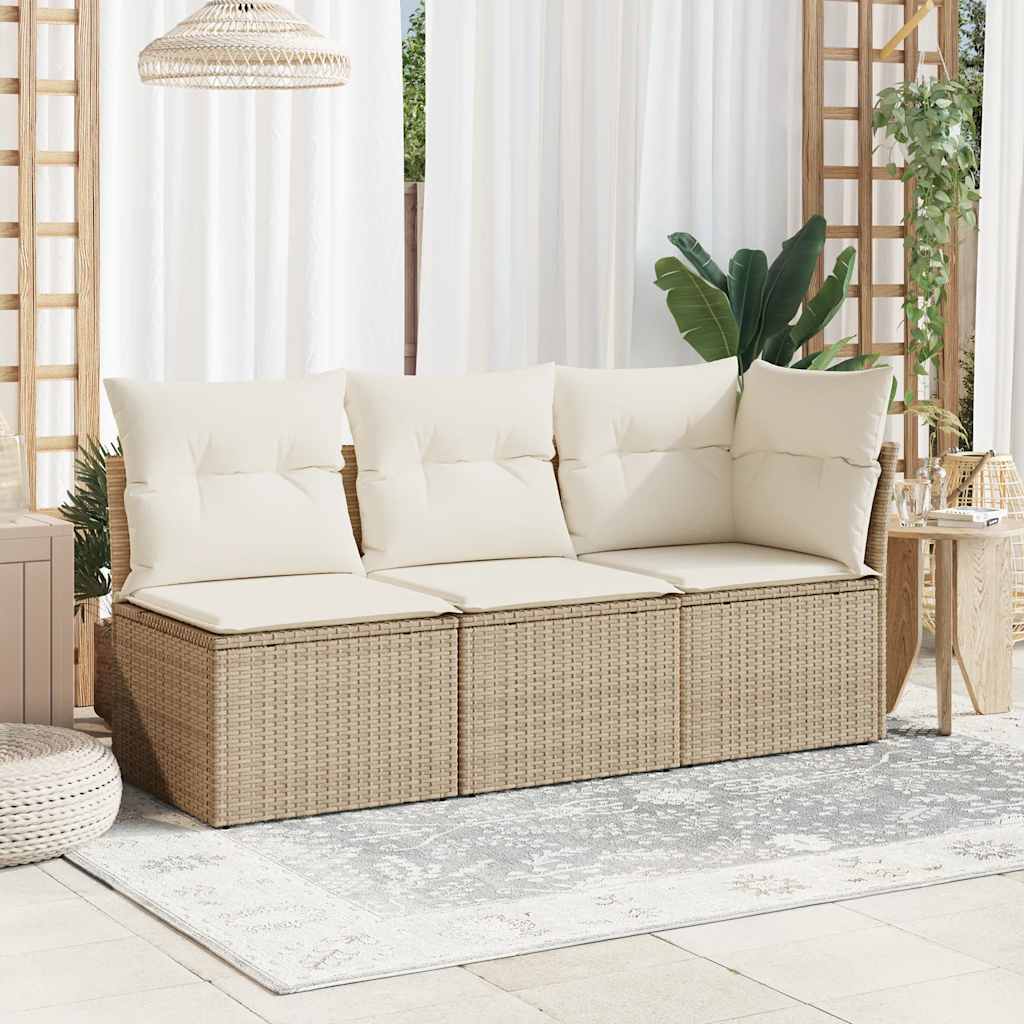 Divano Angolare da Giardino con Cuscini Beige in Polyrattan | homemem39