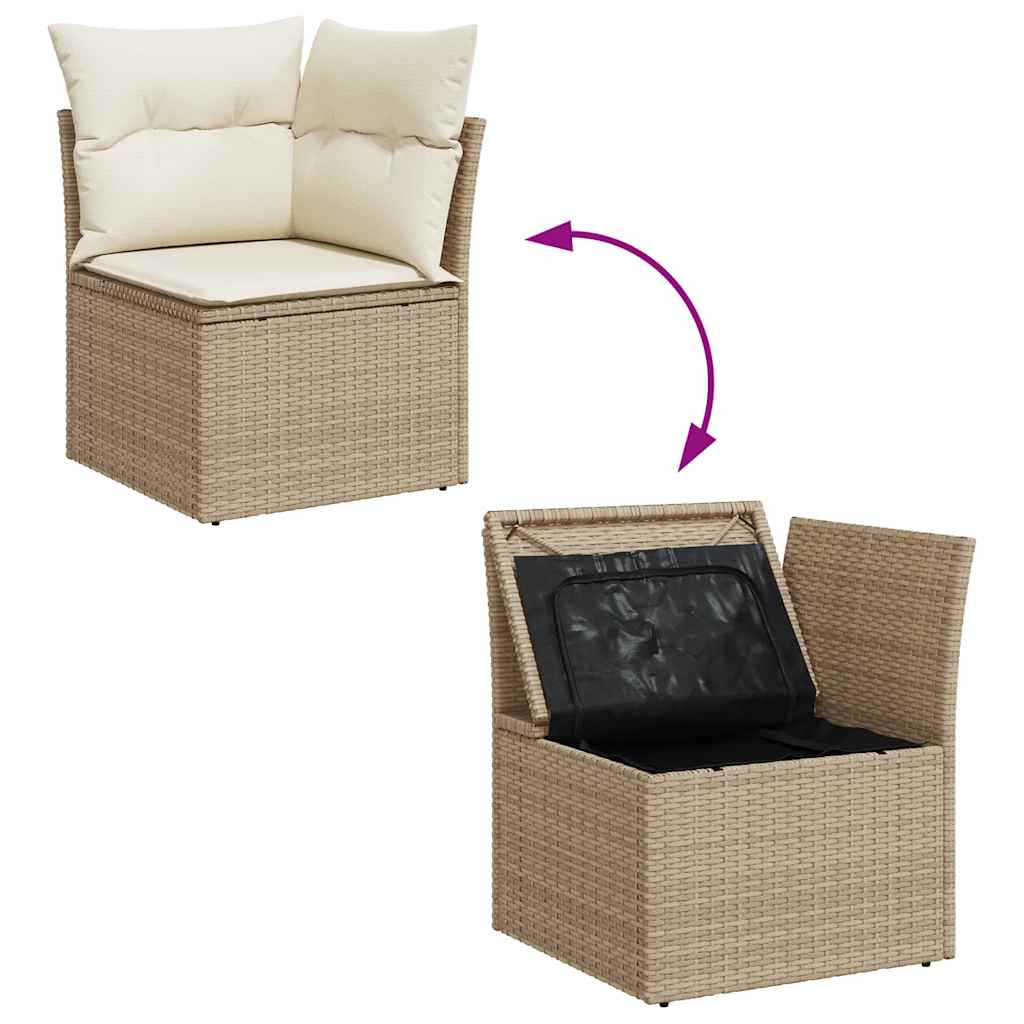 Divano Angolare da Giardino con Cuscini Beige in Polyrattan | homemem39
