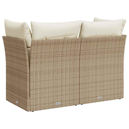 Divano da Giardino con Cuscini a 2 Posti Beige in Polyrattan | homemem39