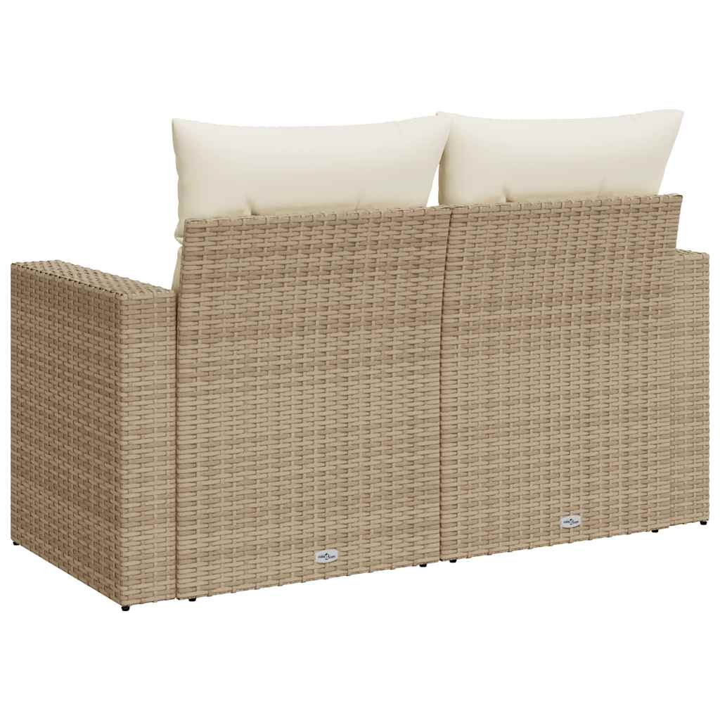 Divano da Giardino con Cuscini a 2 Posti Beige in Polyrattan | homemem39