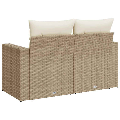 Divano da Giardino con Cuscini a 2 Posti Beige in Polyrattan | homemem39