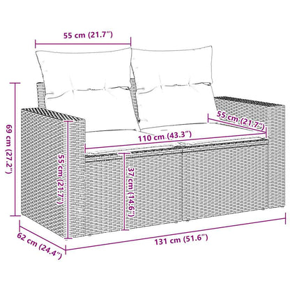 Divano da Giardino con Cuscini a 2 Posti Beige in Polyrattan | homemem39