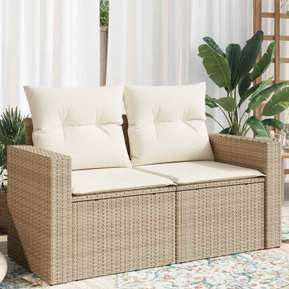 Divano da Giardino con Cuscini a 2 Posti Beige in Polyrattan | homemem39