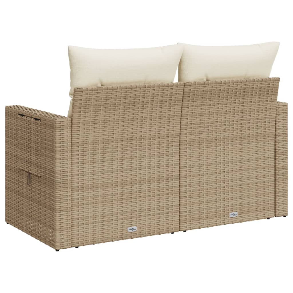 Divano da Giardino con Cuscini a 2 Posti Beige in Polyrattan | homemem39