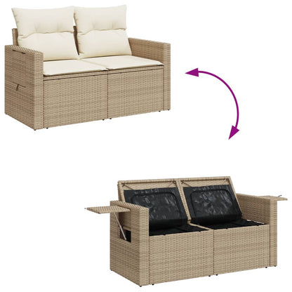 Divano da Giardino con Cuscini a 2 Posti Beige in Polyrattan | homemem39