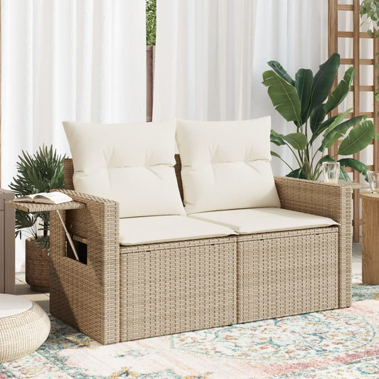 Divano da Giardino con Cuscini a 2 Posti Beige in Polyrattan | homemem39