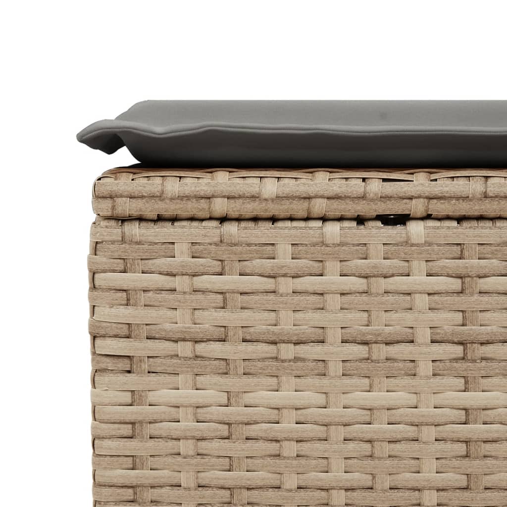Sgabello Giardino con Cuscino Beige 55x55x37 cm in Polyrattan | homemem39