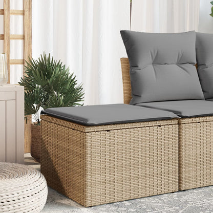 Sgabello Giardino con Cuscino Beige 55x55x37 cm in Polyrattan | homemem39