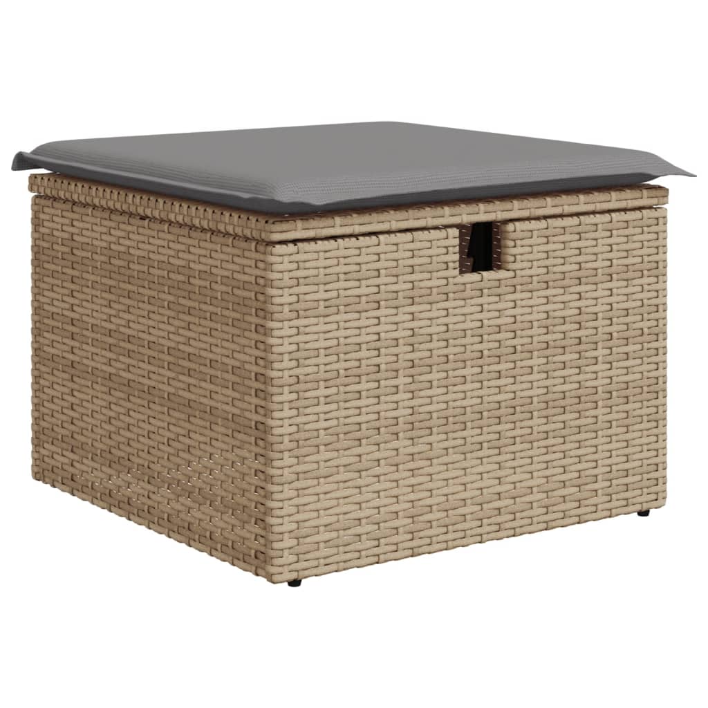 Sgabello Giardino con Cuscino Beige 55x55x37 cm in Polyrattan - homemem39