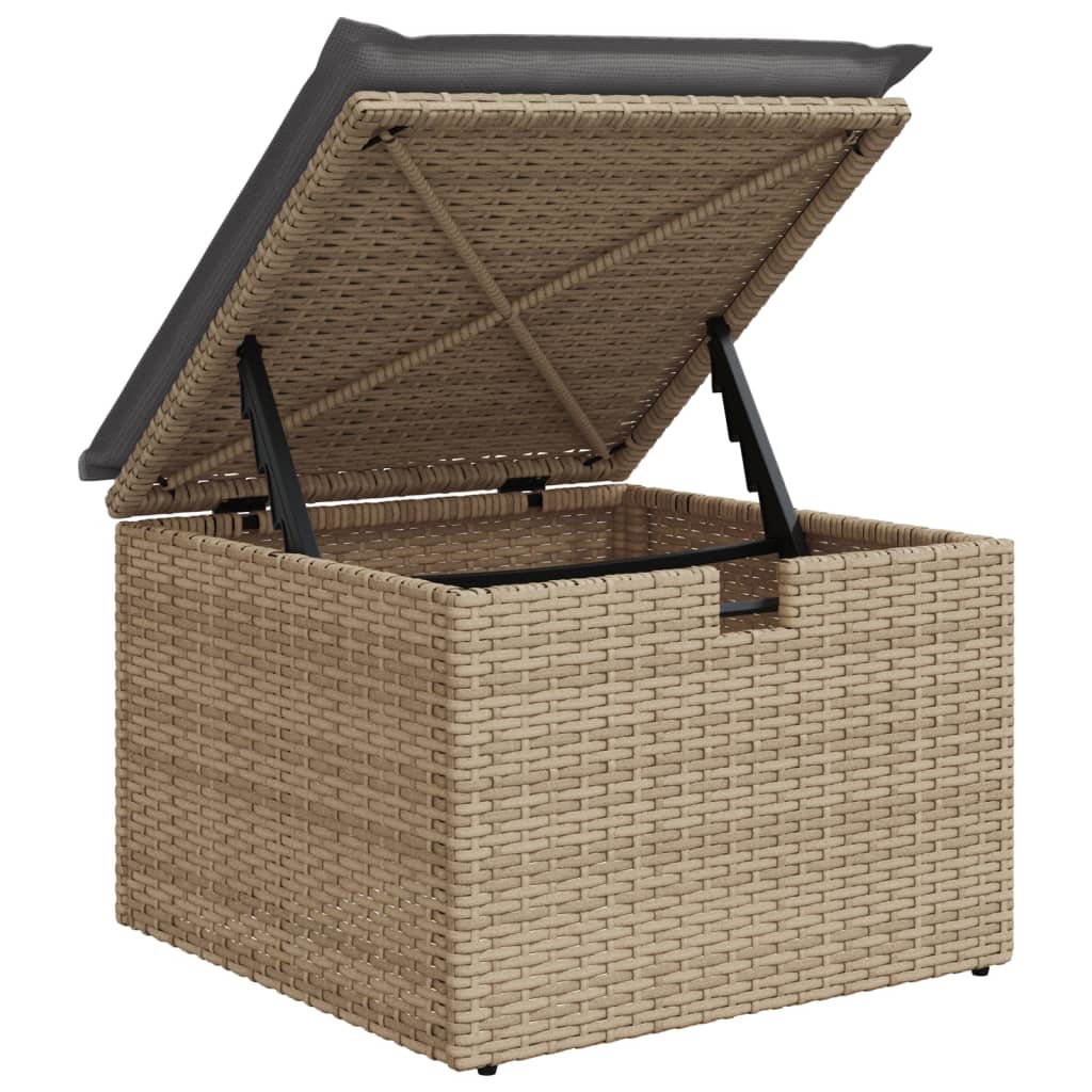 Sgabello Giardino con Cuscino Beige 55x55x37 cm in Polyrattan - homemem39
