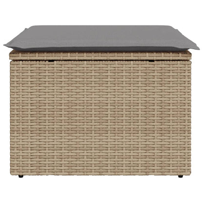 Sgabello Giardino con Cuscino Beige 55x55x37 cm in Polyrattan