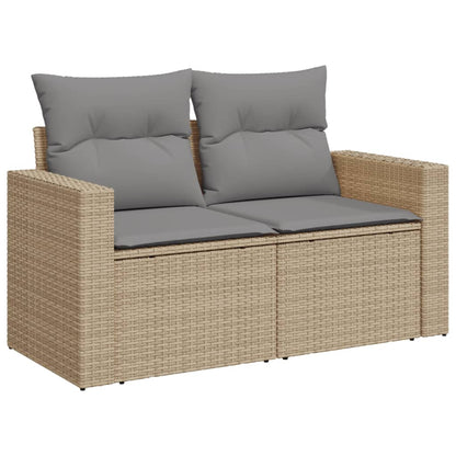 Divano da Giardino con Cuscini a 2 Posti Beige in Polyrattan - homemem39