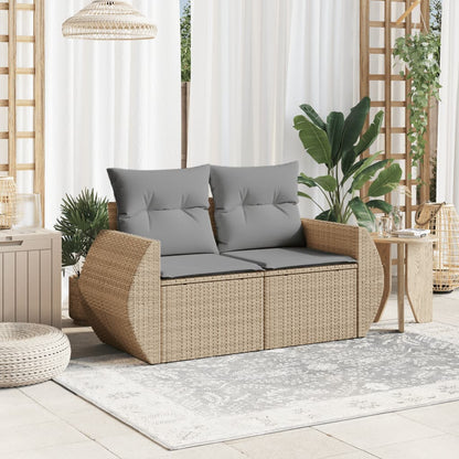 Divano da Giardino con Cuscini a 2 Posti Beige in Polyrattan | homemem39