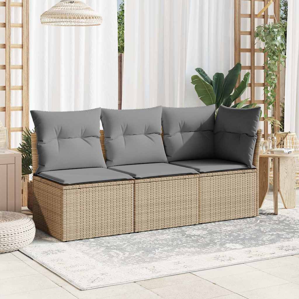 Divano Angolare da Giardino con Cuscini Beige in Polyrattan | homemem39
