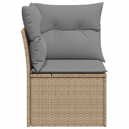 Divano Angolare da Giardino con Cuscini Beige in Polyrattan | homemem39