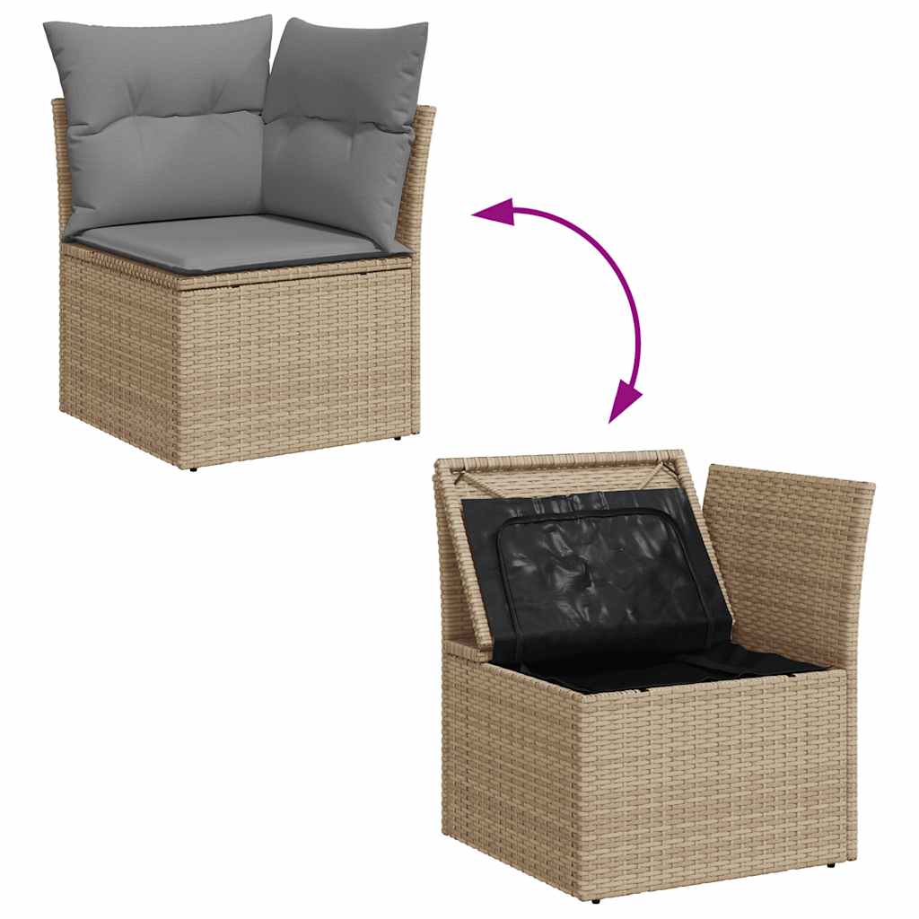 Divano Angolare da Giardino con Cuscini Beige in Polyrattan | homemem39