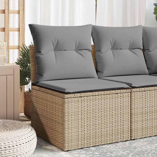 Divano Angolare da Giardino con Cuscini Beige in Polyrattan | homemem39