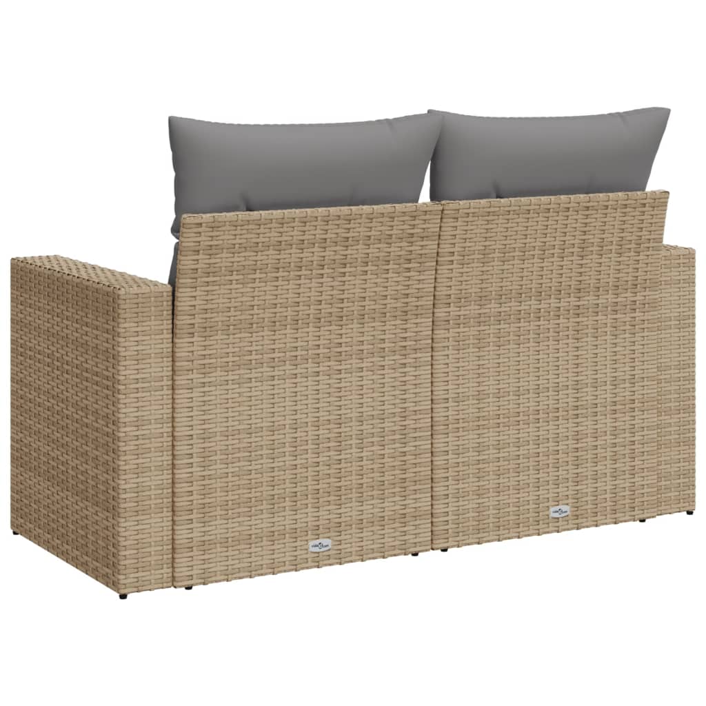 Divano da Giardino con Cuscini a 2 Posti Beige in Polyrattan | homemem39