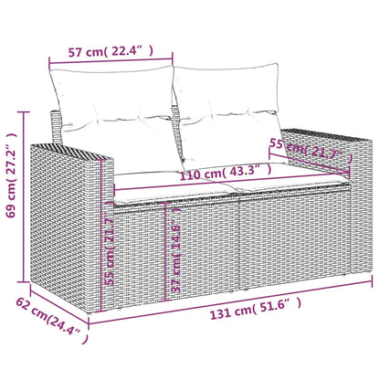 Divano da Giardino con Cuscini a 2 Posti Beige in Polyrattan | homemem39