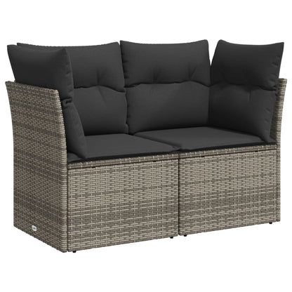 Divano da Giardino con Cuscini 2 Posti Grigio in Polyrattan - homemem39