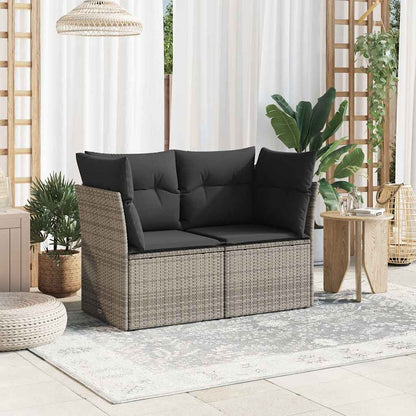 Divano da Giardino con Cuscini 2 Posti Grigio in Polyrattan - homemem39