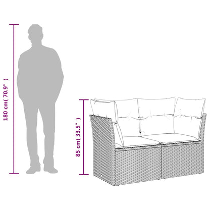 Divano da Giardino con Cuscini 2 Posti Grigio in Polyrattan - homemem39