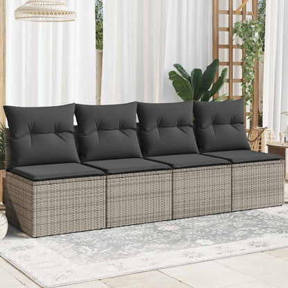 Divano da Giardino con Cuscini 4 Posti Grigio in Polyrattan | homemem39