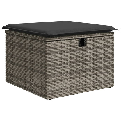 Sgabello Giardino con Cuscino Grigio 55x55x37 cm in Polyrattan - homemem39
