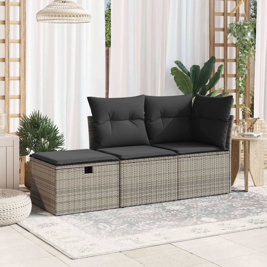 Sgabello Giardino con Cuscino Grigio 55x55x37 cm in Polyrattan - homemem39