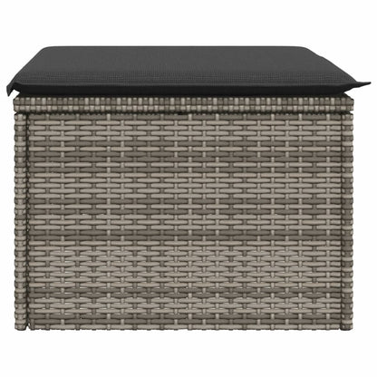 Sgabello Giardino con Cuscino Grigio 55x55x37 cm in Polyrattan - homemem39