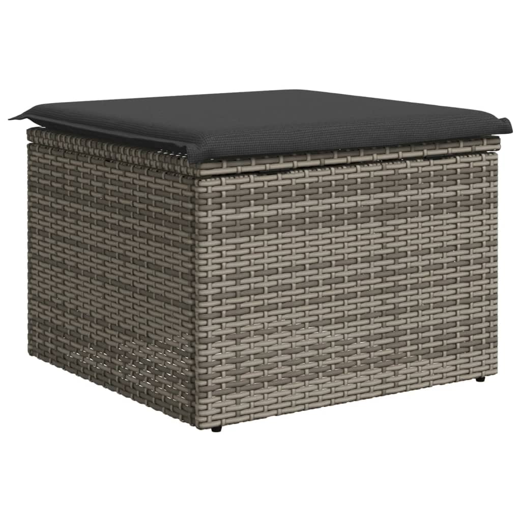 Sgabello Giardino con Cuscino Grigio 55x55x37 cm in Polyrattan - homemem39
