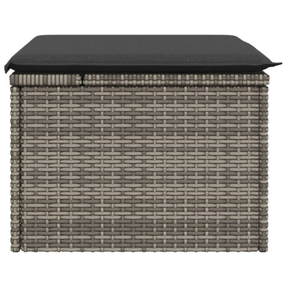 Sgabello Giardino con Cuscino Grigio 55x55x37 cm in Polyrattan - homemem39
