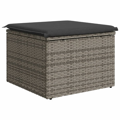 Sgabello Giardino con Cuscino Grigio 55x55x37 cm in Polyrattan