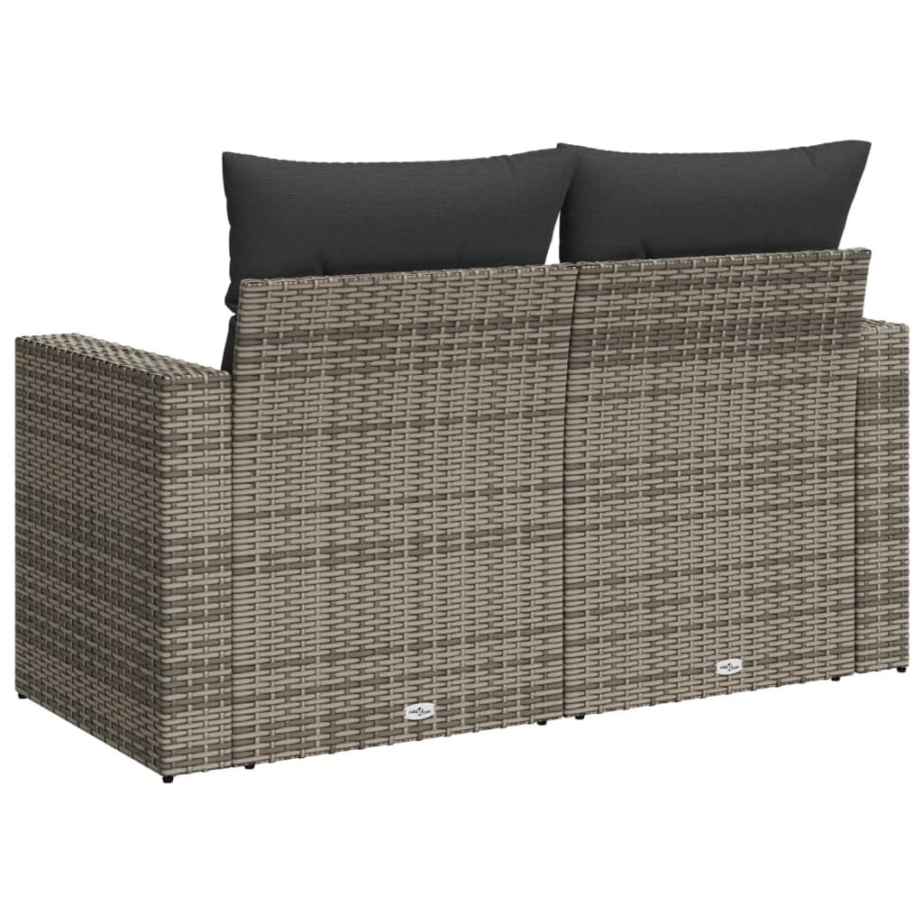Divano da Giardino con Cuscini 2 Posti Grigio in Polyrattan | homemem39