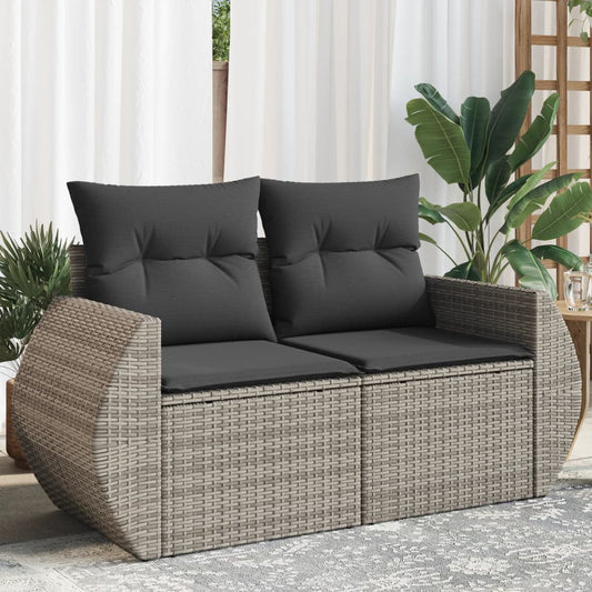 Divano da Giardino con Cuscini 2 Posti Grigio in Polyrattan | homemem39