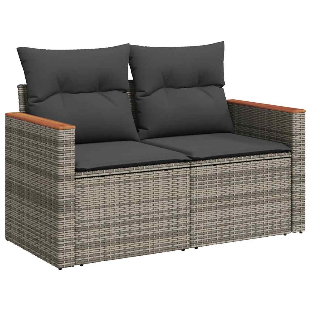 Divano da Giardino con Cuscini 2 Posti Grigio in Polyrattan | homemem39
