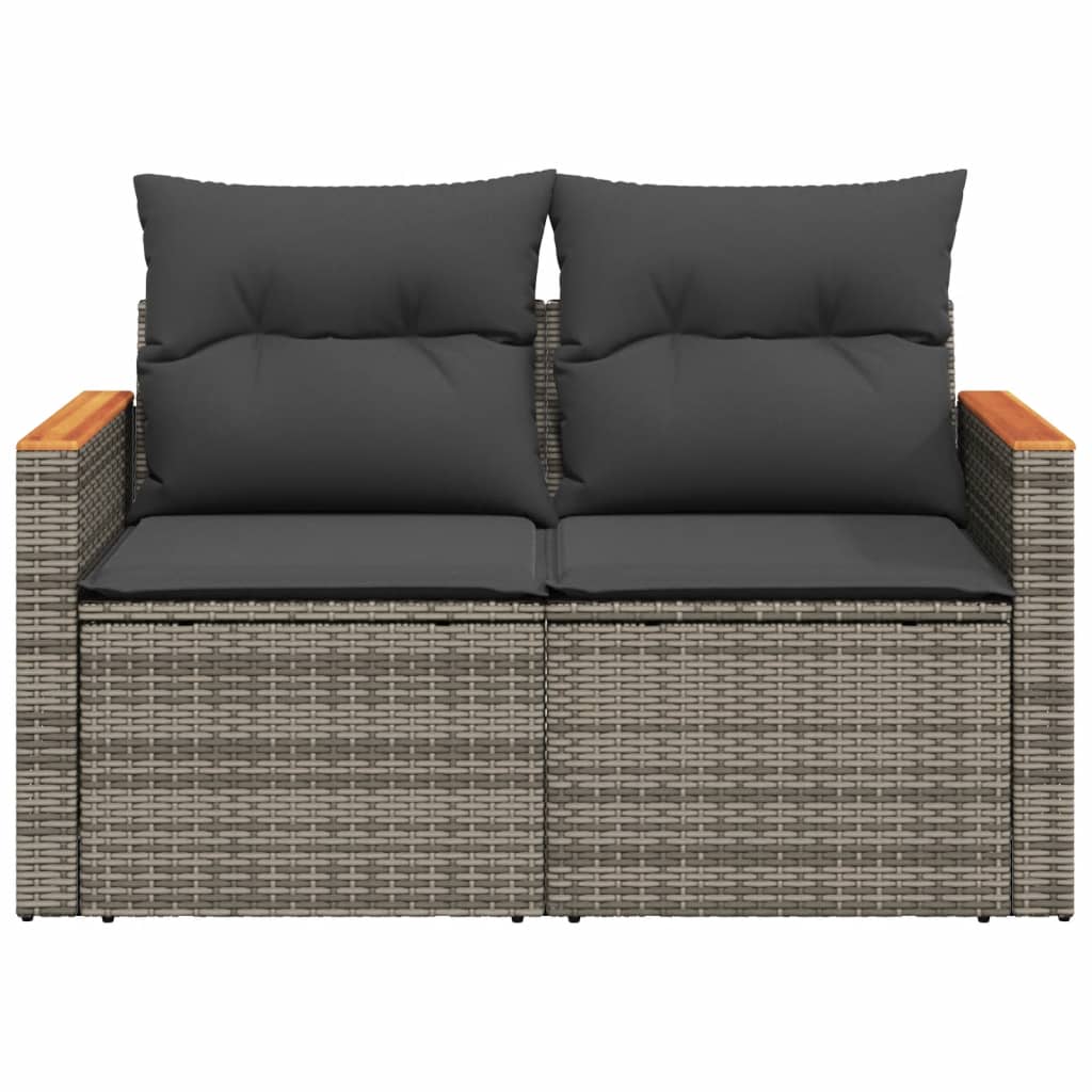 Divano da Giardino con Cuscini 2 Posti Grigio in Polyrattan | homemem39