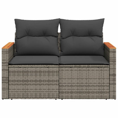 Divano da Giardino con Cuscini 2 Posti Grigio in Polyrattan | homemem39