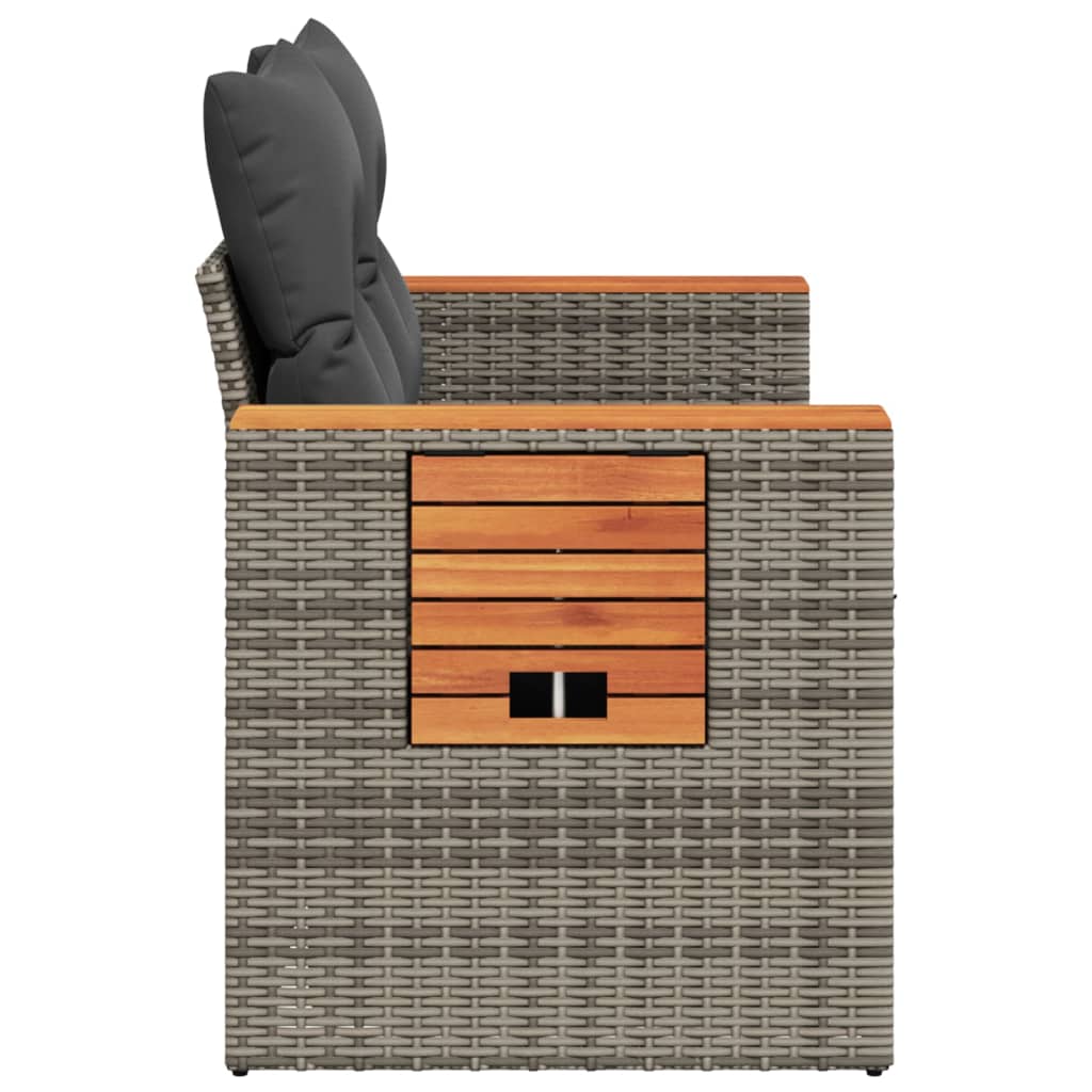 Divano da Giardino con Cuscini 2 Posti Grigio in Polyrattan | homemem39