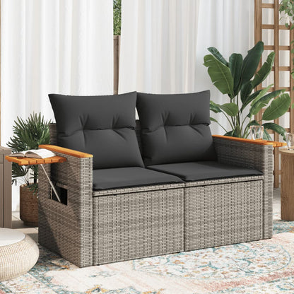 Divano da Giardino con Cuscini 2 Posti Grigio in Polyrattan | homemem39