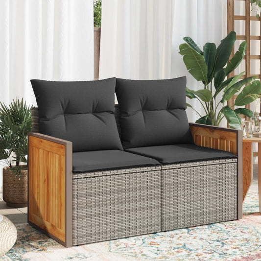 Divano da Giardino con Cuscini 2 Posti Grigio in Polyrattan | homemem39