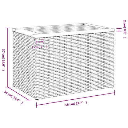 Tavolini Giardino 2pz Grigi 55x34x37 Polyrattan Legno Massello - homemem39